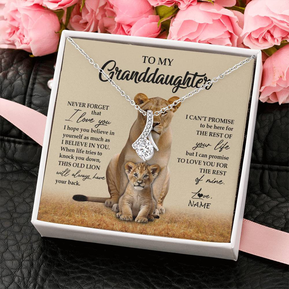 Personalized To My Granddaughter Necklace From Grandma Lion Never Forget That I Love You Granddaughter Jewelry Birthday Christmas Customized Message Card
