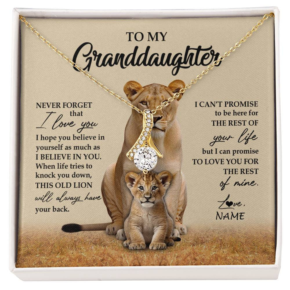 Personalized To My Granddaughter Necklace From Grandma Lion Never Forget That I Love You Granddaughter Jewelry Birthday Christmas Customized Message Card