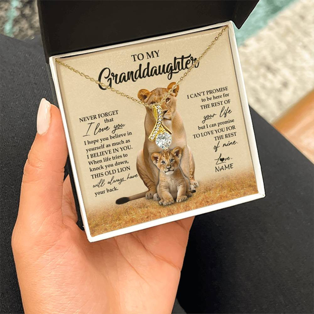 Personalized To My Granddaughter Necklace From Grandma Lion Never Forget That I Love You Granddaughter Jewelry Birthday Christmas Customized Message Card