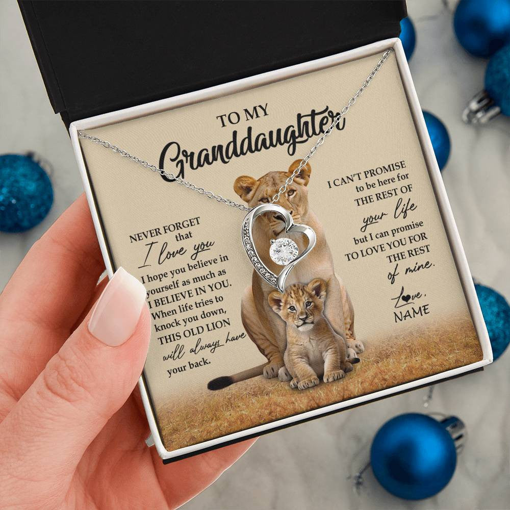 Personalized To My Granddaughter Necklace From Grandma Lion Never Forget That I Love You Granddaughter Jewelry Birthday Christmas Customized Message Card