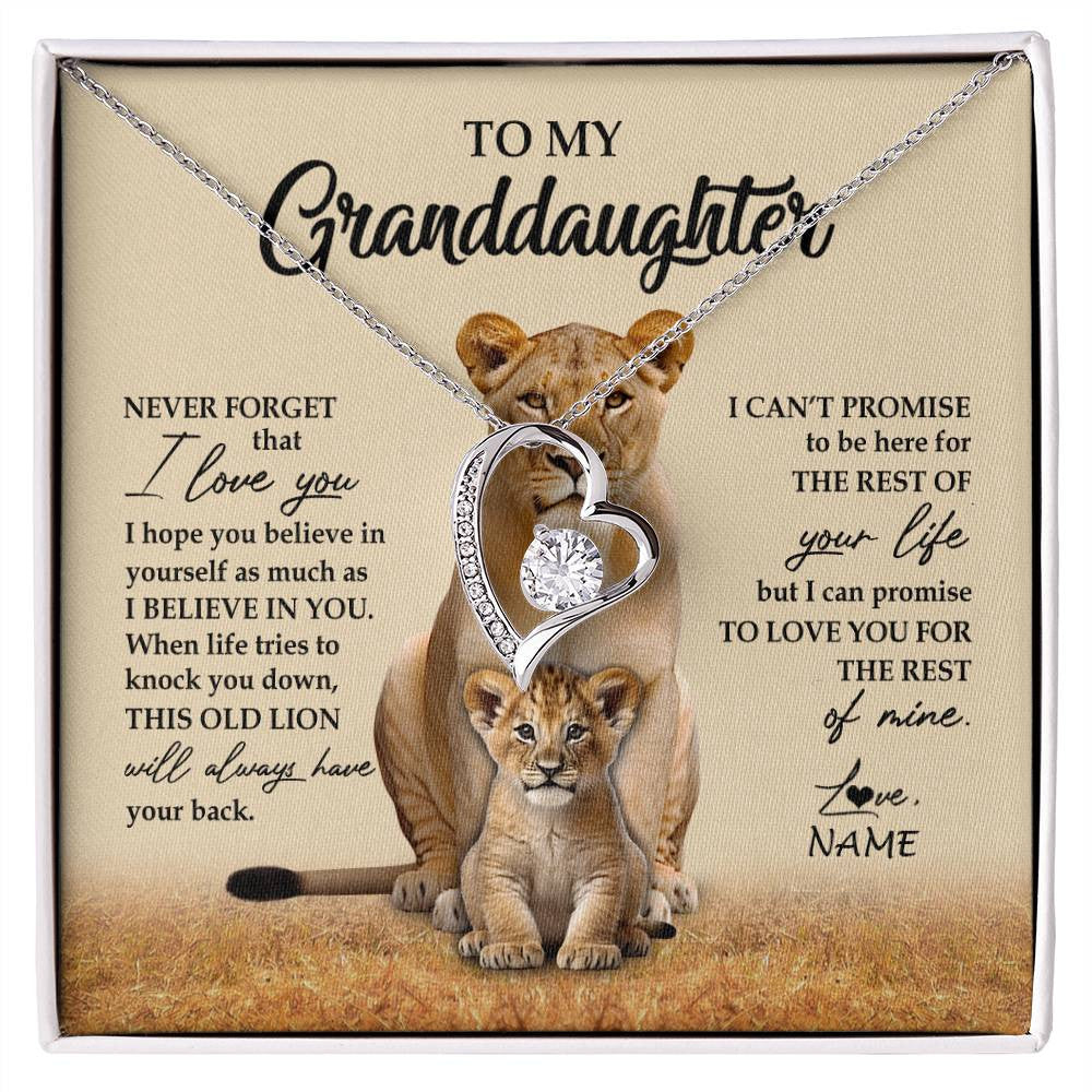 Personalized To My Granddaughter Necklace From Grandma Lion Never Forget That I Love You Granddaughter Jewelry Birthday Christmas Customized Message Card