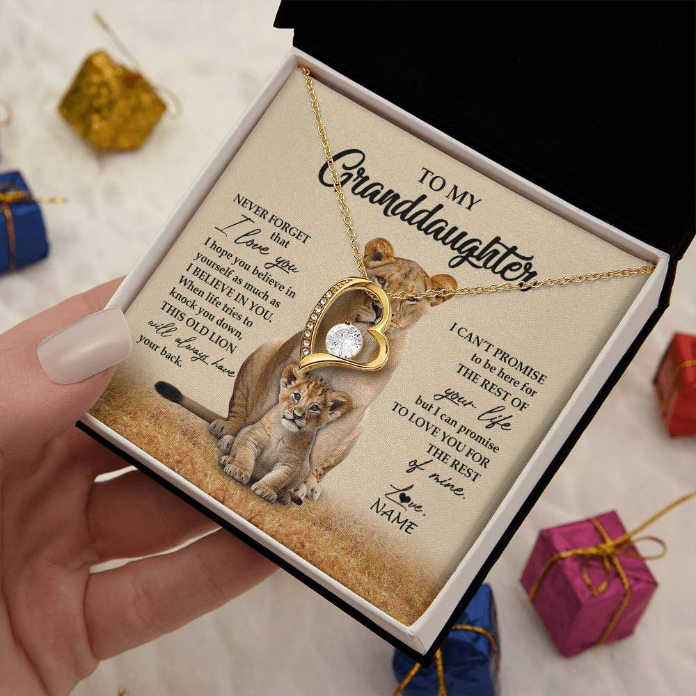 Personalized To My Granddaughter Necklace From Grandma Lion Never Forget That I Love You Granddaughter Jewelry Birthday Christmas Customized Message Card