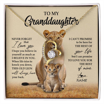 Personalized To My Granddaughter Necklace From Grandma Lion Never Forget That I Love You Granddaughter Jewelry Birthday Christmas Customized Message Card