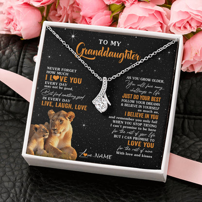 Personalized To My Granddaughter Necklace From Grandma Live Laugh Love Lion Birthday Gifts Positive Graduation Christmas Customized Gift Box Message Card
