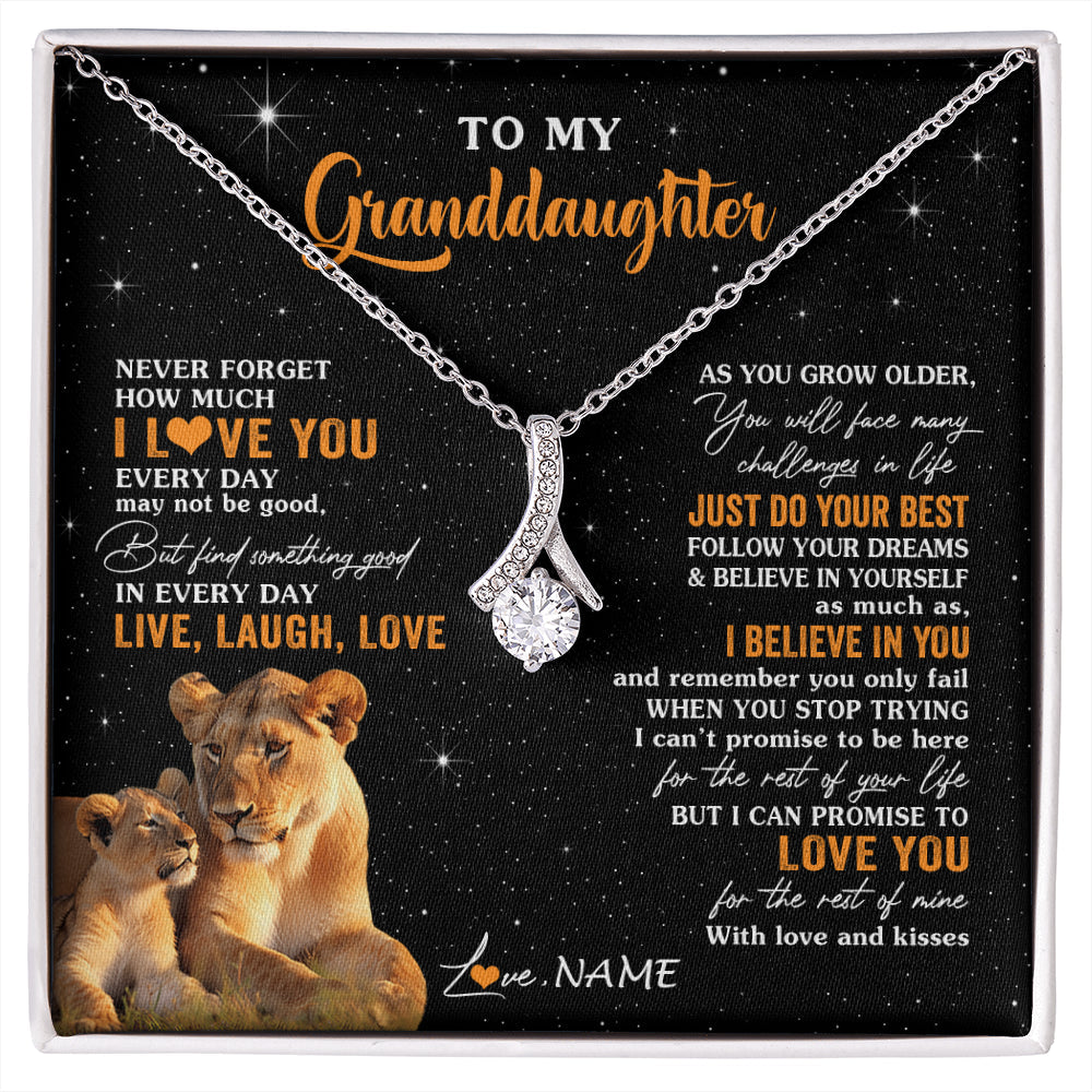 Personalized To My Granddaughter Necklace From Grandma Live Laugh Love Lion Birthday Gifts Positive Graduation Christmas Customized Gift Box Message Card