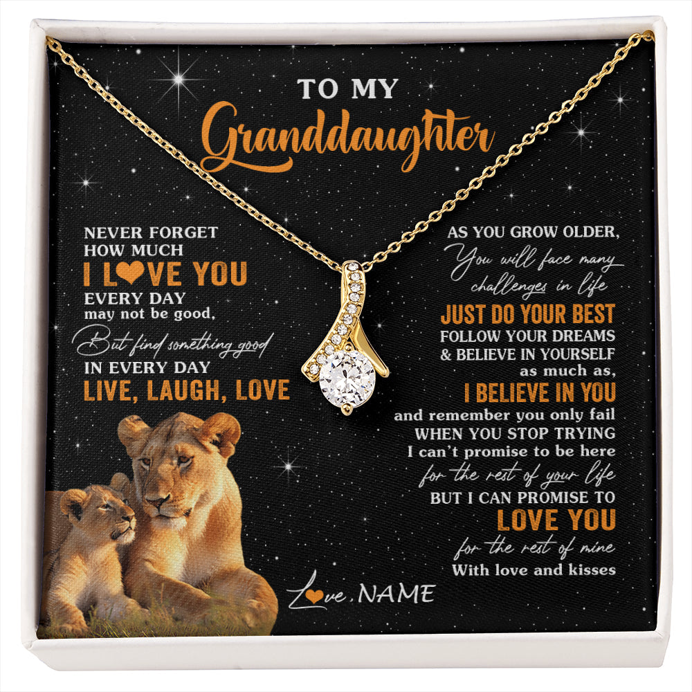 Personalized To My Granddaughter Necklace From Grandma Live Laugh Love Lion Birthday Gifts Positive Graduation Christmas Customized Gift Box Message Card