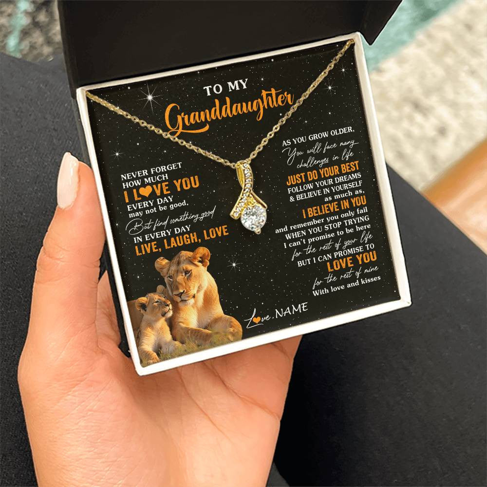 Personalized To My Granddaughter Necklace From Grandma Live Laugh Love Lion Birthday Gifts Positive Graduation Christmas Customized Gift Box Message Card