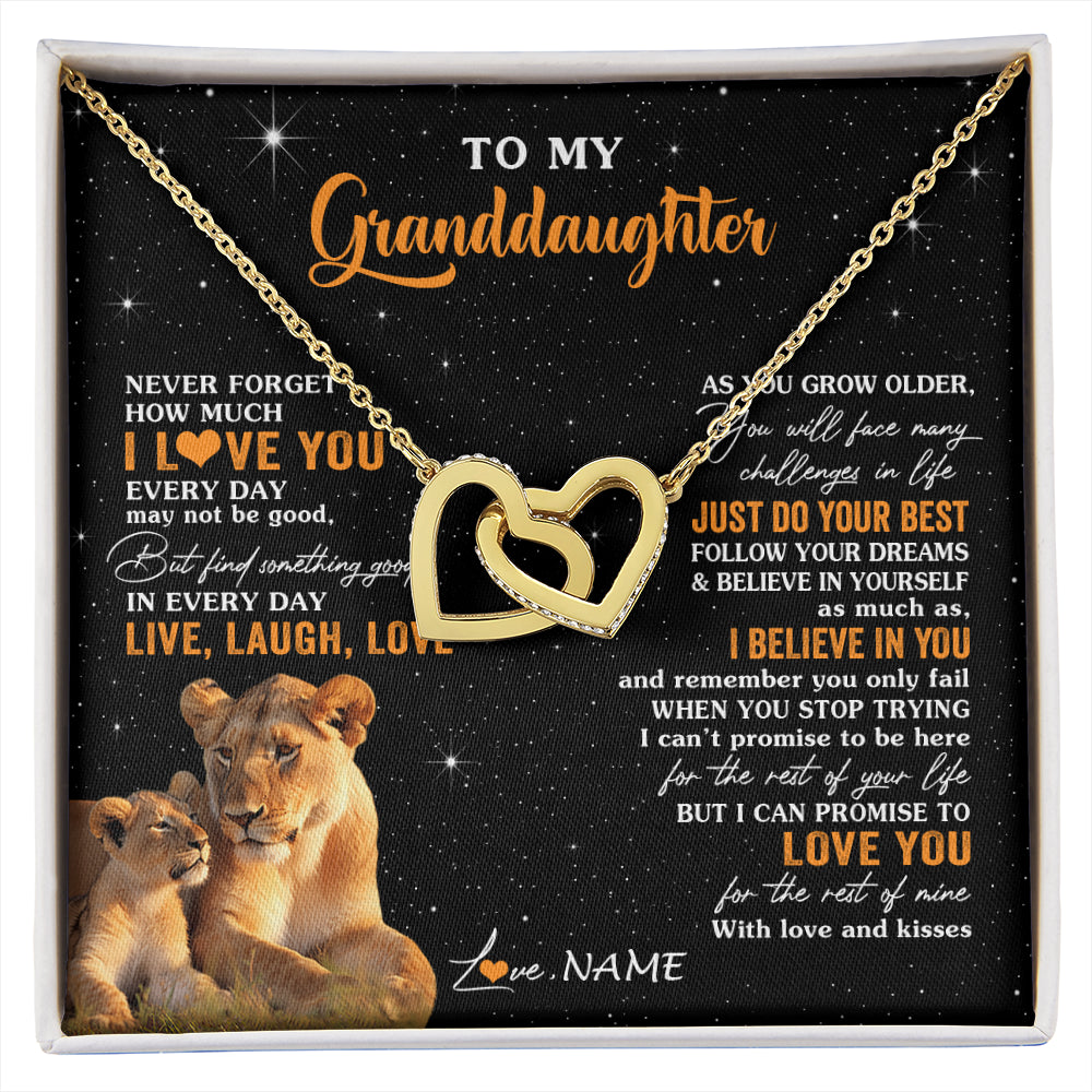 Personalized To My Granddaughter Necklace From Grandma Live Laugh Love Lion Birthday Gifts Positive Graduation Christmas Customized Gift Box Message Card