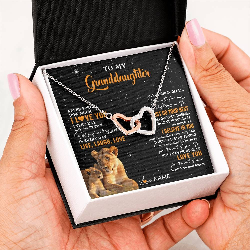 Personalized To My Granddaughter Necklace From Grandma Live Laugh Love Lion Birthday Gifts Positive Graduation Christmas Customized Gift Box Message Card