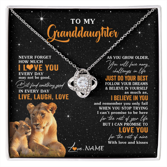 Personalized To My Granddaughter Necklace From Grandma Live Laugh Love Lion Birthday Gifts Positive Graduation Christmas Customized Gift Box Message Card