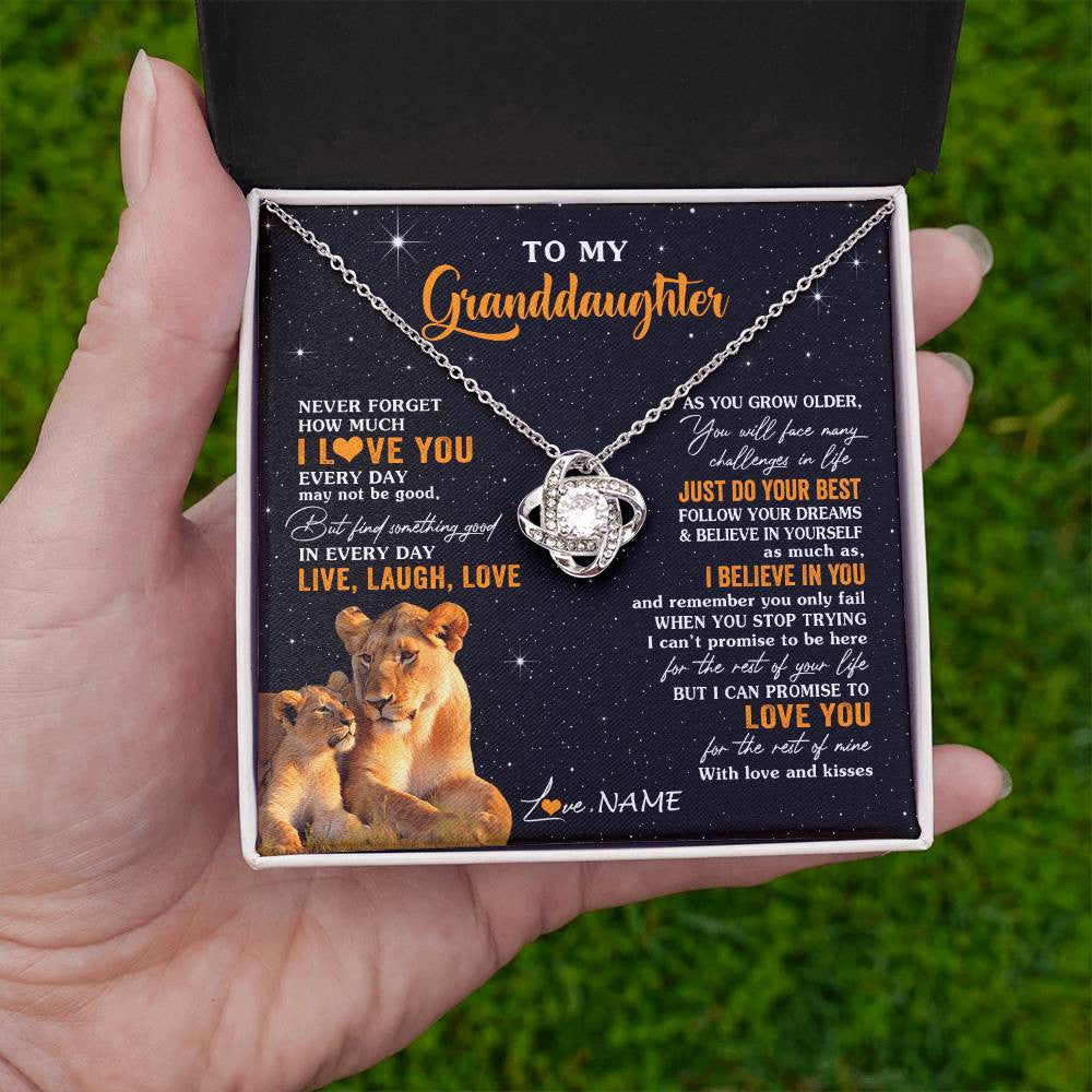 Personalized To My Granddaughter Necklace From Grandma Live Laugh Love Lion Birthday Gifts Positive Graduation Christmas Customized Gift Box Message Card