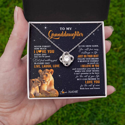 Personalized To My Granddaughter Necklace From Grandma Live Laugh Love Lion Birthday Gifts Positive Graduation Christmas Customized Gift Box Message Card