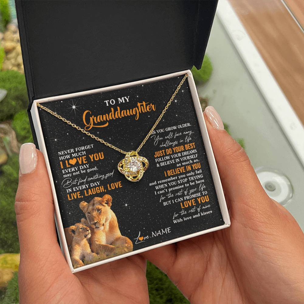 Personalized To My Granddaughter Necklace From Grandma Live Laugh Love Lion Birthday Gifts Positive Graduation Christmas Customized Gift Box Message Card