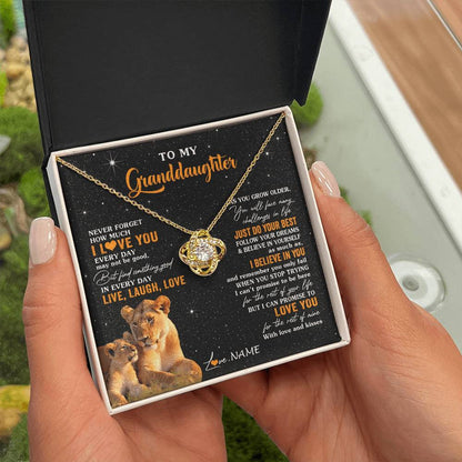 Personalized To My Granddaughter Necklace From Grandma Live Laugh Love Lion Birthday Gifts Positive Graduation Christmas Customized Gift Box Message Card