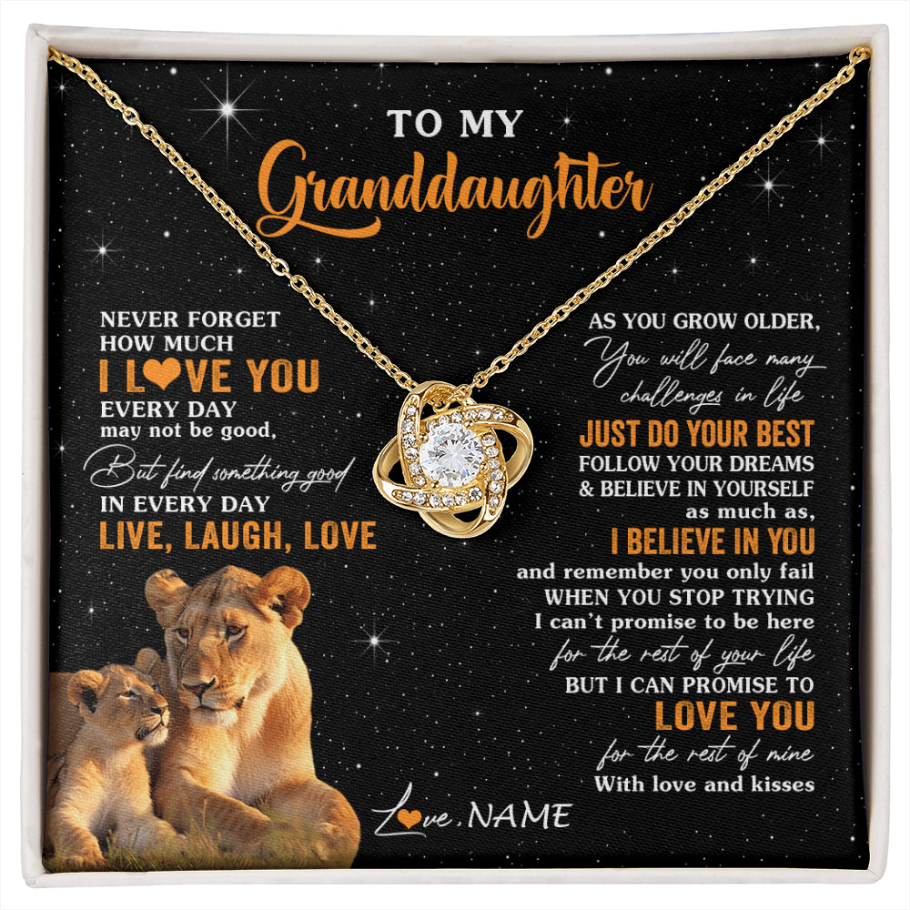 Personalized To My Granddaughter Necklace From Grandma Live Laugh Love Lion Birthday Gifts Positive Graduation Christmas Customized Gift Box Message Card