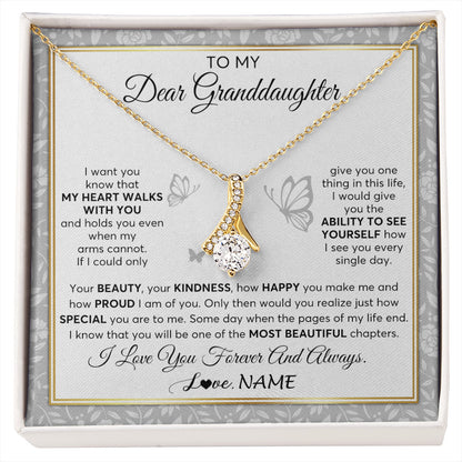 Personalized To My Granddaughter Necklace From Grandma My Heart Walks With You Granddaughter Birthday Gifts Jewelry Christmas Customized Gift Box Message Card