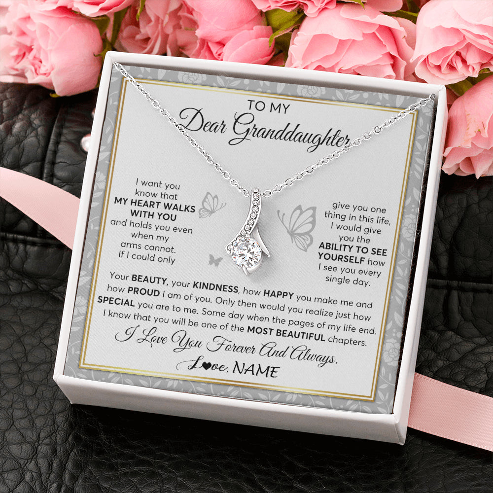 Personalized To My Granddaughter Necklace From Grandma My Heart Walks With You Granddaughter Birthday Gifts Jewelry Christmas Customized Gift Box Message Card
