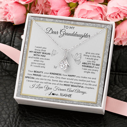 Personalized To My Granddaughter Necklace From Grandma My Heart Walks With You Granddaughter Birthday Gifts Jewelry Christmas Customized Gift Box Message Card