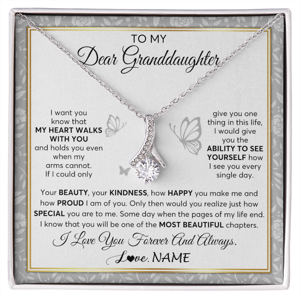Personalized To My Granddaughter Necklace From Grandma My Heart Walks With You Granddaughter Birthday Gifts Jewelry Christmas Customized Gift Box Message Card