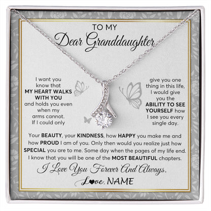 Personalized To My Granddaughter Necklace From Grandma My Heart Walks With You Granddaughter Birthday Gifts Jewelry Christmas Customized Gift Box Message Card
