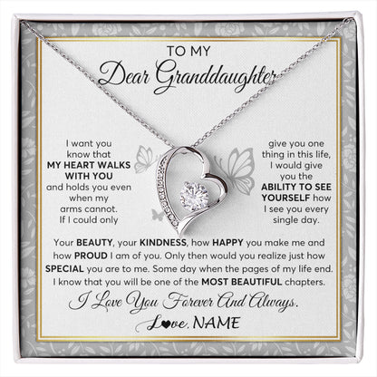 Personalized To My Granddaughter Necklace From Grandma My Heart Walks With You Granddaughter Birthday Gifts Jewelry Christmas Customized Gift Box Message Card