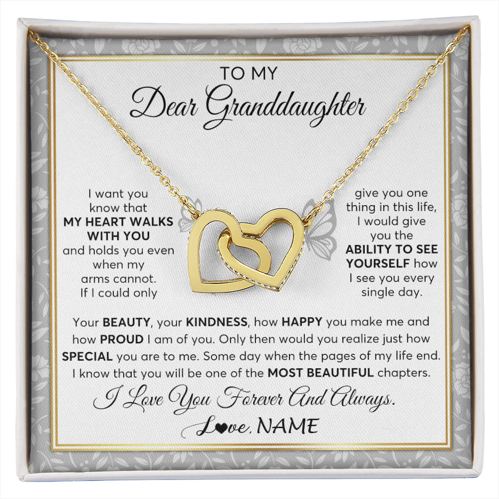 Personalized To My Granddaughter Necklace From Grandma My Heart Walks With You Granddaughter Birthday Gifts Jewelry Christmas Customized Gift Box Message Card