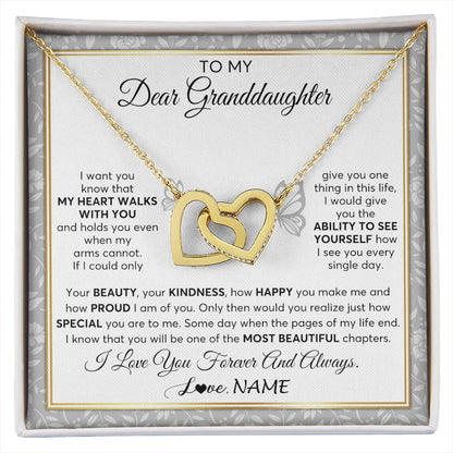 Personalized To My Granddaughter Necklace From Grandma My Heart Walks With You Granddaughter Birthday Gifts Jewelry Christmas Customized Gift Box Message Card