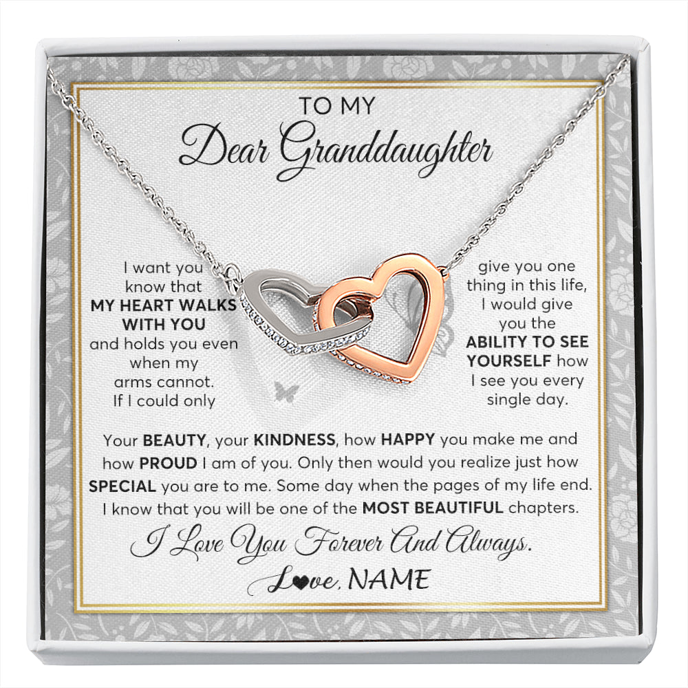 Personalized To My Granddaughter Necklace From Grandma My Heart Walks With You Granddaughter Birthday Gifts Jewelry Christmas Customized Gift Box Message Card