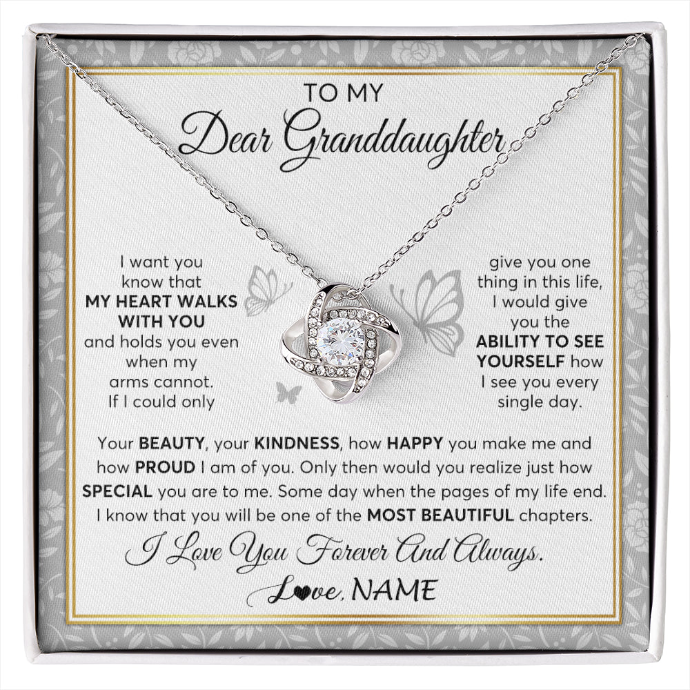 Personalized To My Granddaughter Necklace From Grandma My Heart Walks With You Granddaughter Birthday Gifts Jewelry Christmas Customized Gift Box Message Card