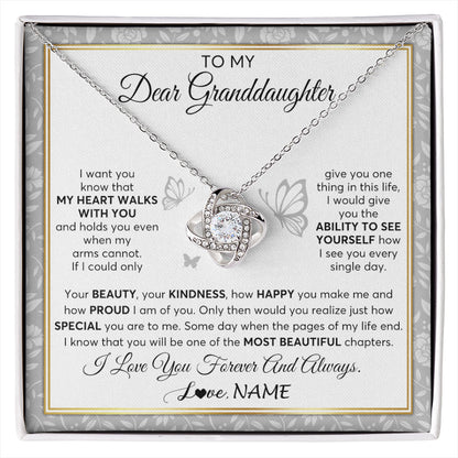 Personalized To My Granddaughter Necklace From Grandma My Heart Walks With You Granddaughter Birthday Gifts Jewelry Christmas Customized Gift Box Message Card