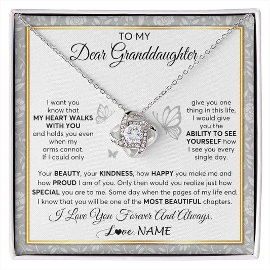 Personalized To My Granddaughter Necklace From Grandma My Heart Walks With You Granddaughter Birthday Gifts Jewelry Christmas Customized Gift Box Message Card