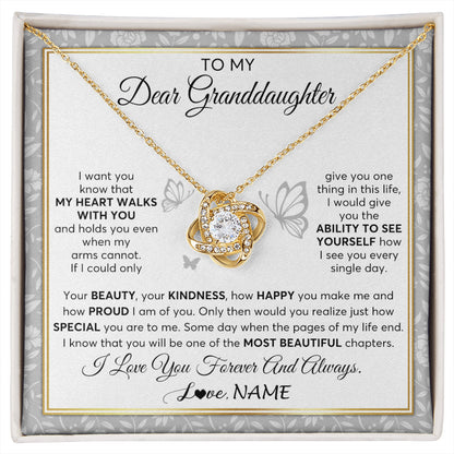 Personalized To My Granddaughter Necklace From Grandma My Heart Walks With You Granddaughter Birthday Gifts Jewelry Christmas Customized Gift Box Message Card