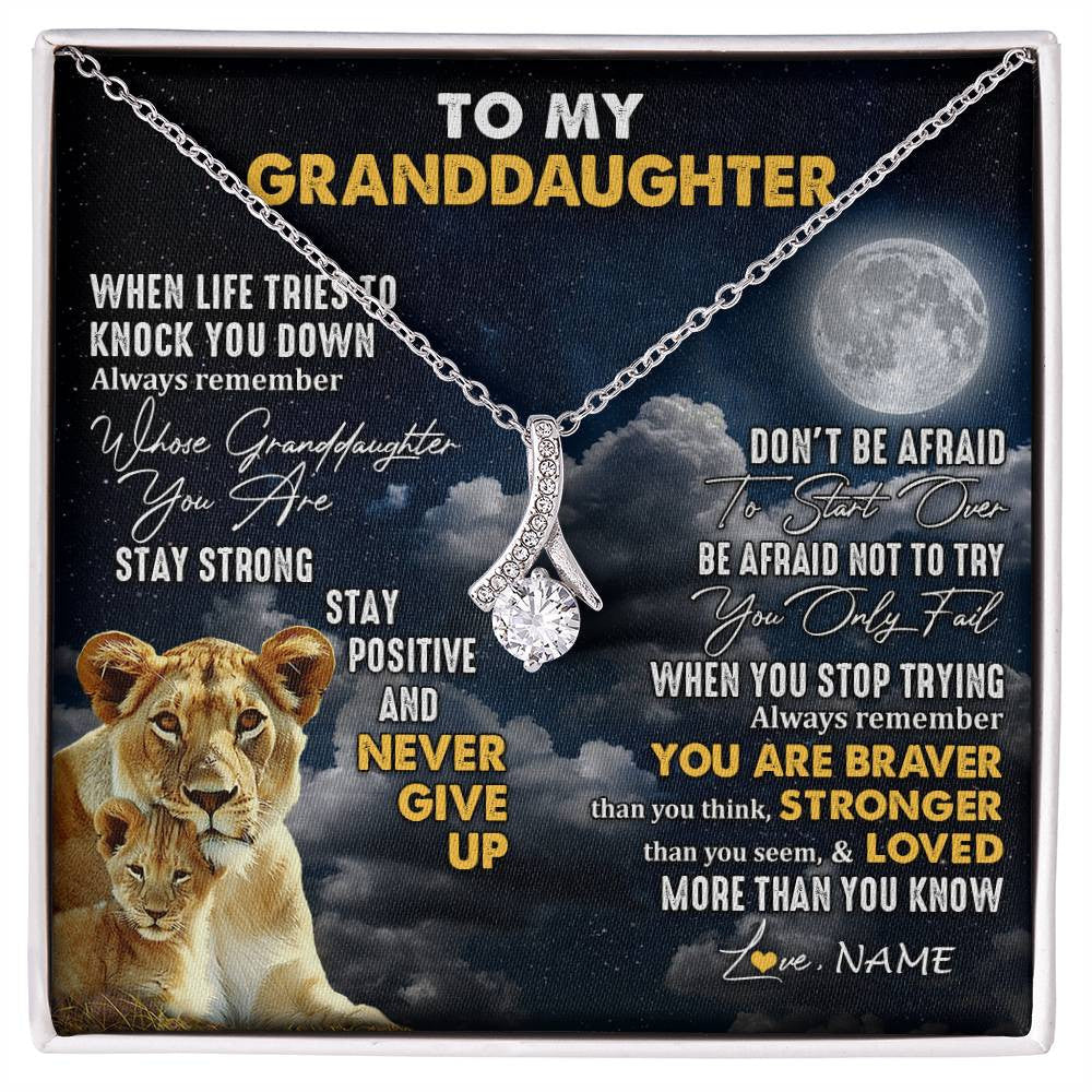 Personalized To My Granddaughter Necklace From Grandma Nana Lion Never Give Up Granddaughter Birthday Graduation Christmas Customized Gift Box Message Card