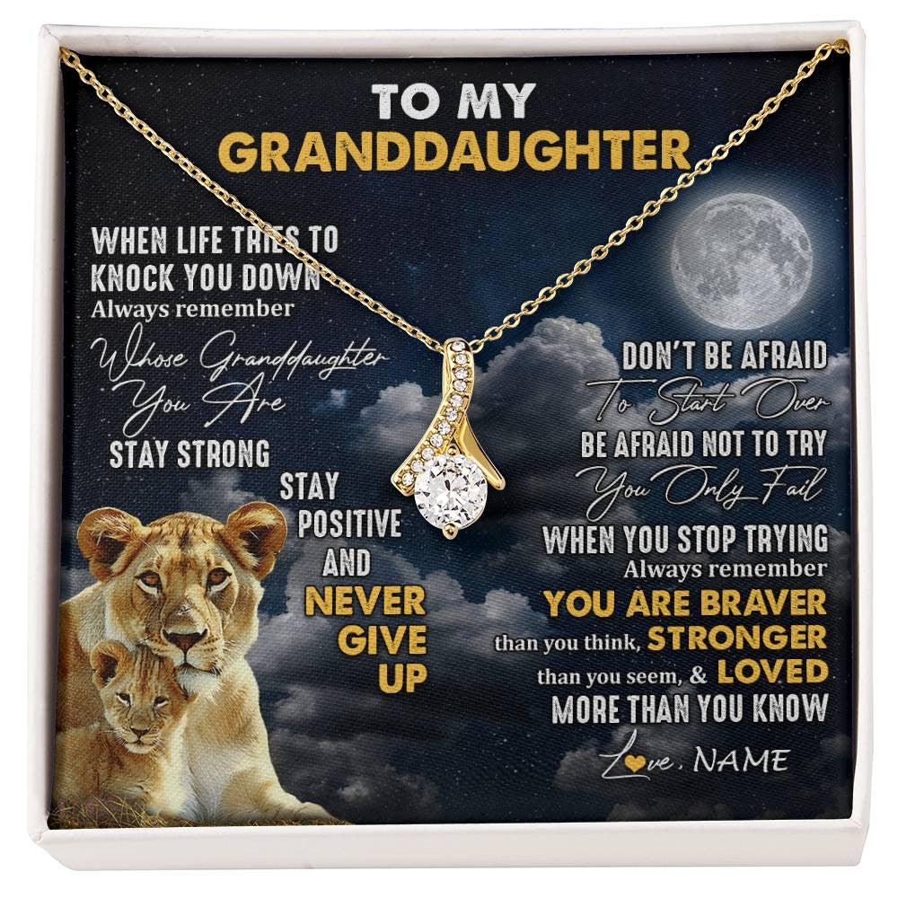 Personalized To My Granddaughter Necklace From Grandma Nana Lion Never Give Up Granddaughter Birthday Graduation Christmas Customized Gift Box Message Card