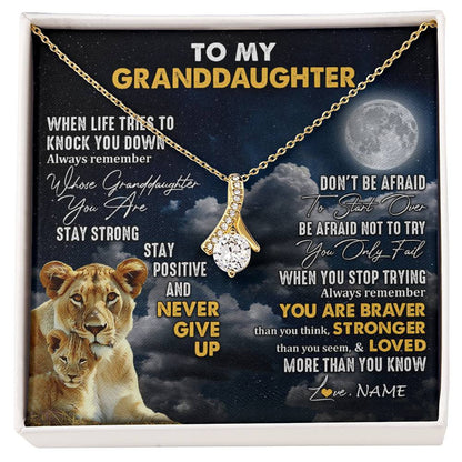 Personalized To My Granddaughter Necklace From Grandma Nana Lion Never Give Up Granddaughter Birthday Graduation Christmas Customized Gift Box Message Card