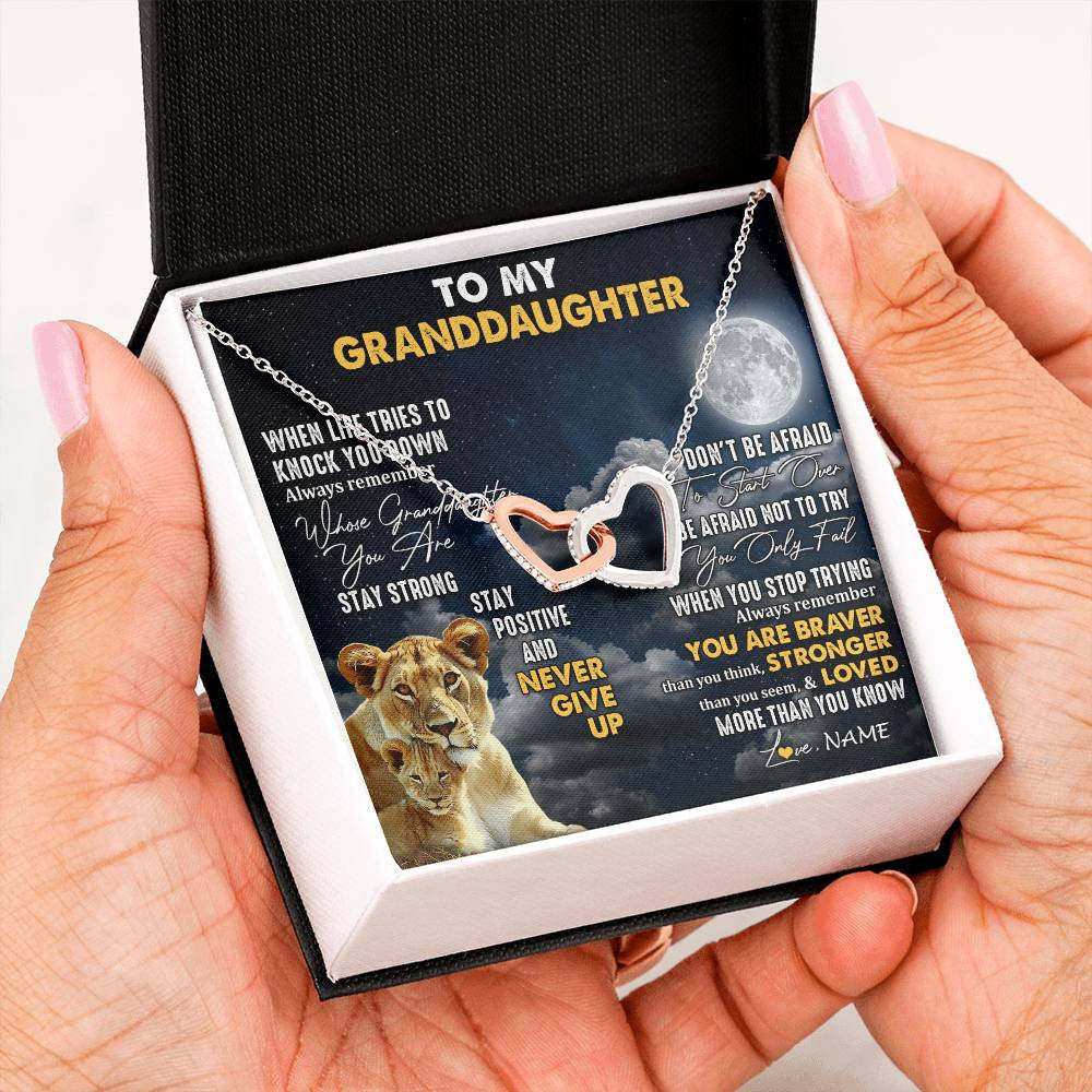 Personalized To My Granddaughter Necklace From Grandma Nana Lion Never Give Up Granddaughter Birthday Graduation Christmas Customized Gift Box Message Card