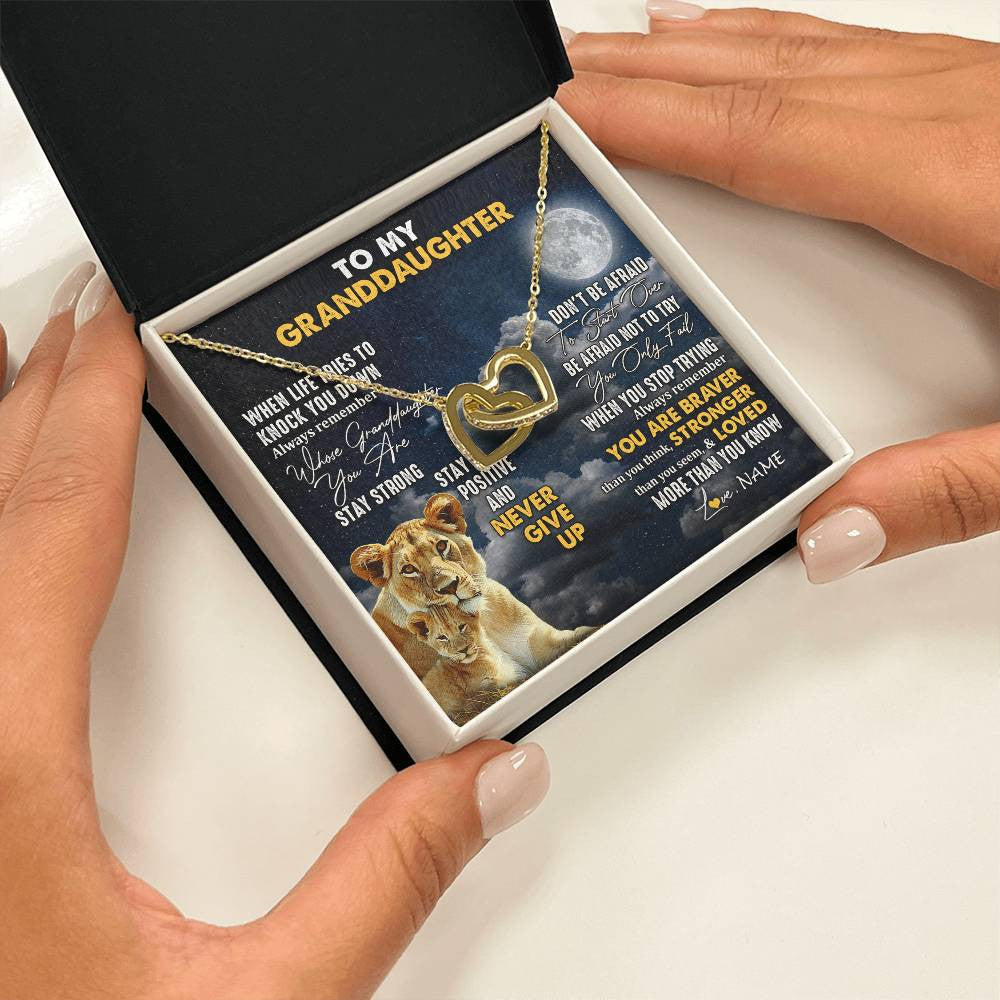 Personalized To My Granddaughter Necklace From Grandma Nana Lion Never Give Up Granddaughter Birthday Graduation Christmas Customized Gift Box Message Card