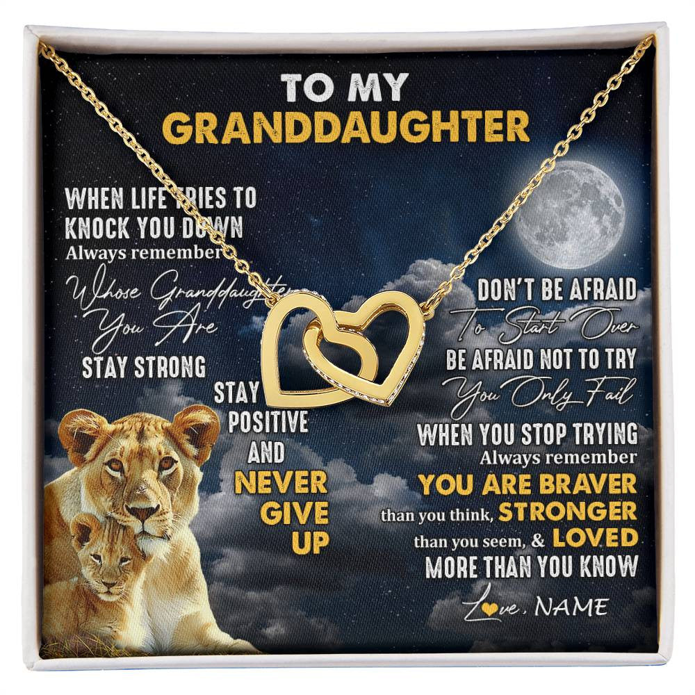 Personalized To My Granddaughter Necklace From Grandma Nana Lion Never Give Up Granddaughter Birthday Graduation Christmas Customized Gift Box Message Card
