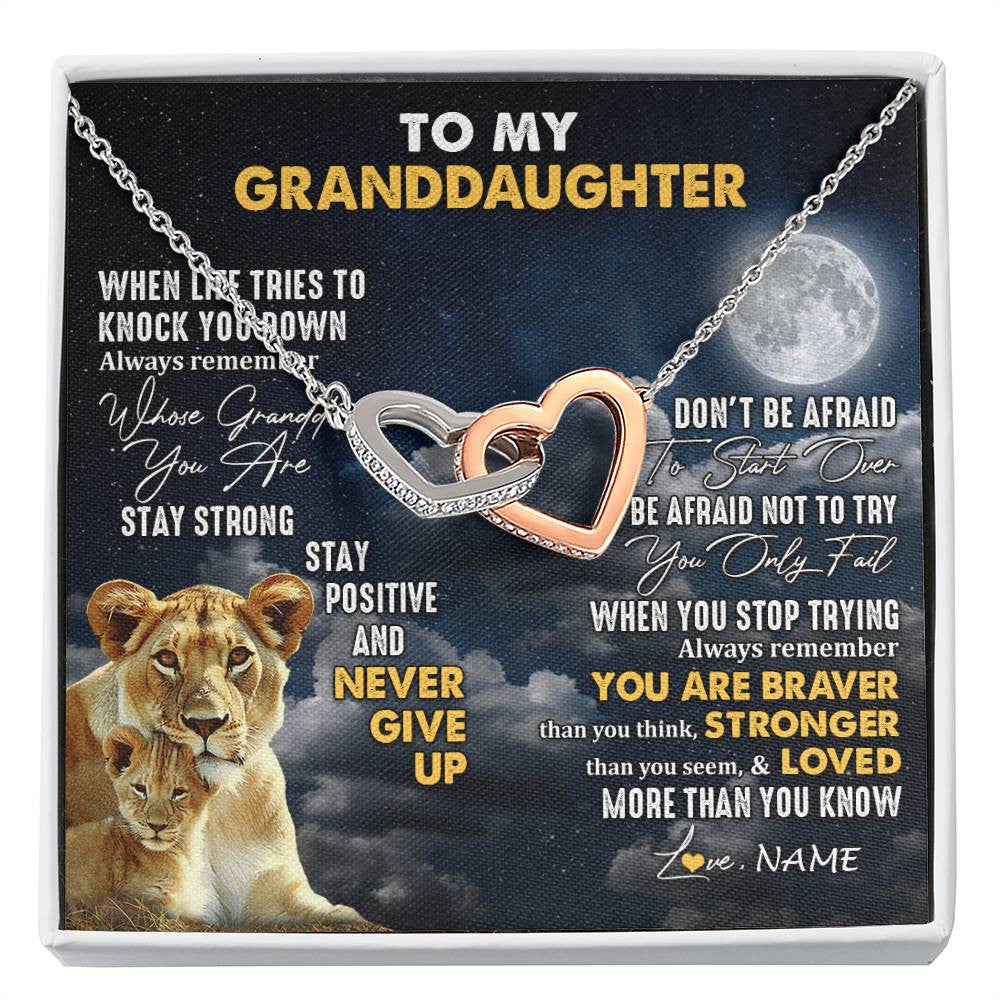 Personalized To My Granddaughter Necklace From Grandma Nana Lion Never Give Up Granddaughter Birthday Graduation Christmas Customized Gift Box Message Card