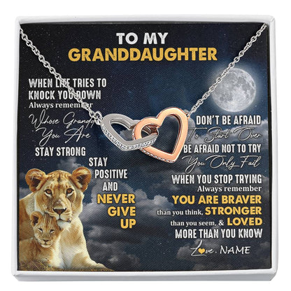 Personalized To My Granddaughter Necklace From Grandma Nana Lion Never Give Up Granddaughter Birthday Graduation Christmas Customized Gift Box Message Card