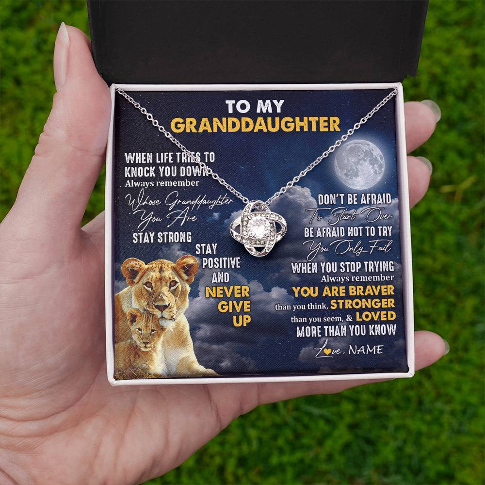 Personalized To My Granddaughter Necklace From Grandma Nana Lion Never Give Up Granddaughter Birthday Graduation Christmas Customized Gift Box Message Card