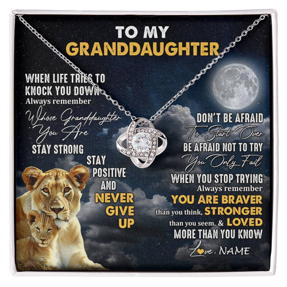 Personalized To My Granddaughter Necklace From Grandma Nana Lion Never Give Up Granddaughter Birthday Graduation Christmas Customized Gift Box Message Card