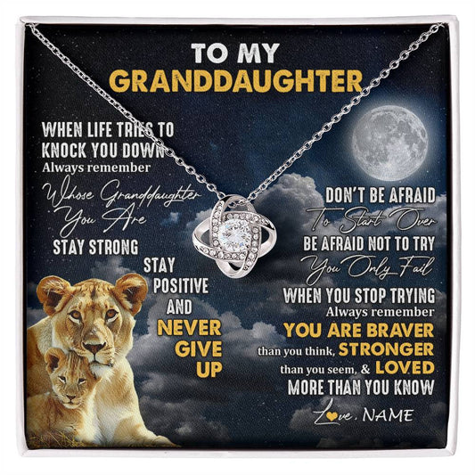 Personalized To My Granddaughter Necklace From Grandma Nana Lion Never Give Up Granddaughter Birthday Graduation Christmas Customized Gift Box Message Card