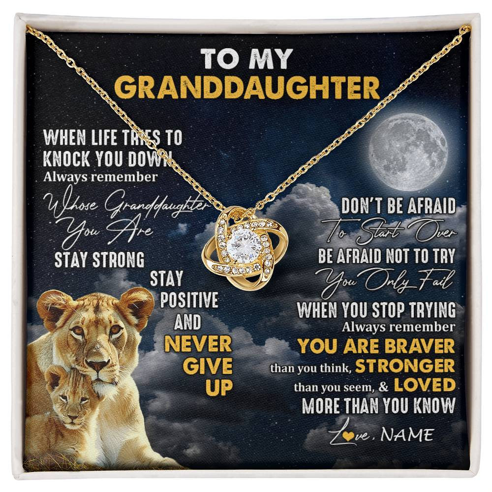 Personalized To My Granddaughter Necklace From Grandma Nana Lion Never Give Up Granddaughter Birthday Graduation Christmas Customized Gift Box Message Card