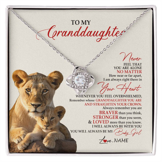 Personalized To My Granddaughter Necklace From Grandma Nana Never Feel You Are Alone Lion Granddaughter Birthday Christmas Customized Gift Box Message Card