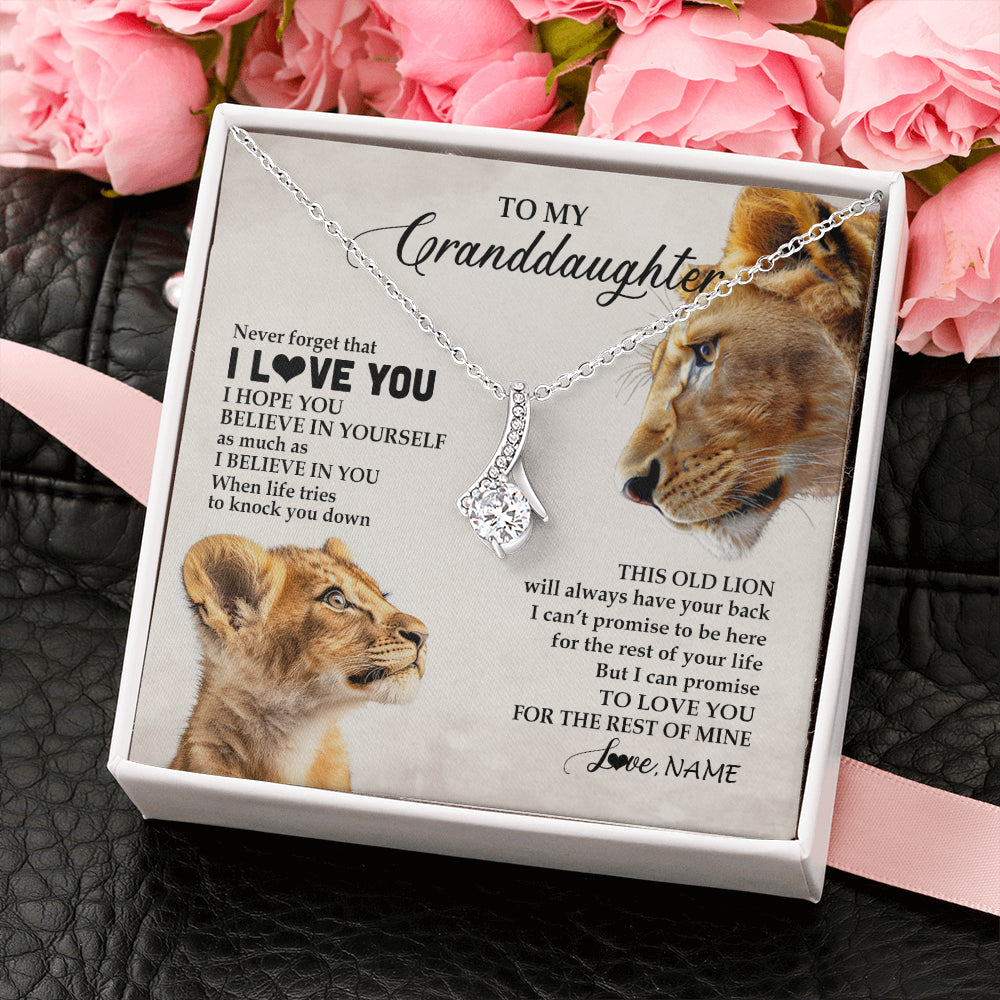 Personalized To My Granddaughter Necklace From Grandma Nana Never Forget I Love You Lion Granddaughter Birthday Christmas Customized Message Card