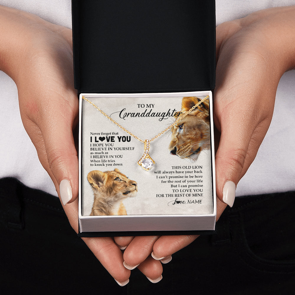 Personalized To My Granddaughter Necklace From Grandma Nana Never Forget I Love You Lion Granddaughter Birthday Christmas Customized Message Card