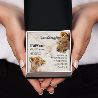 Personalized To My Granddaughter Necklace From Grandma Nana Never Forget I Love You Lion Granddaughter Birthday Christmas Customized Message Card