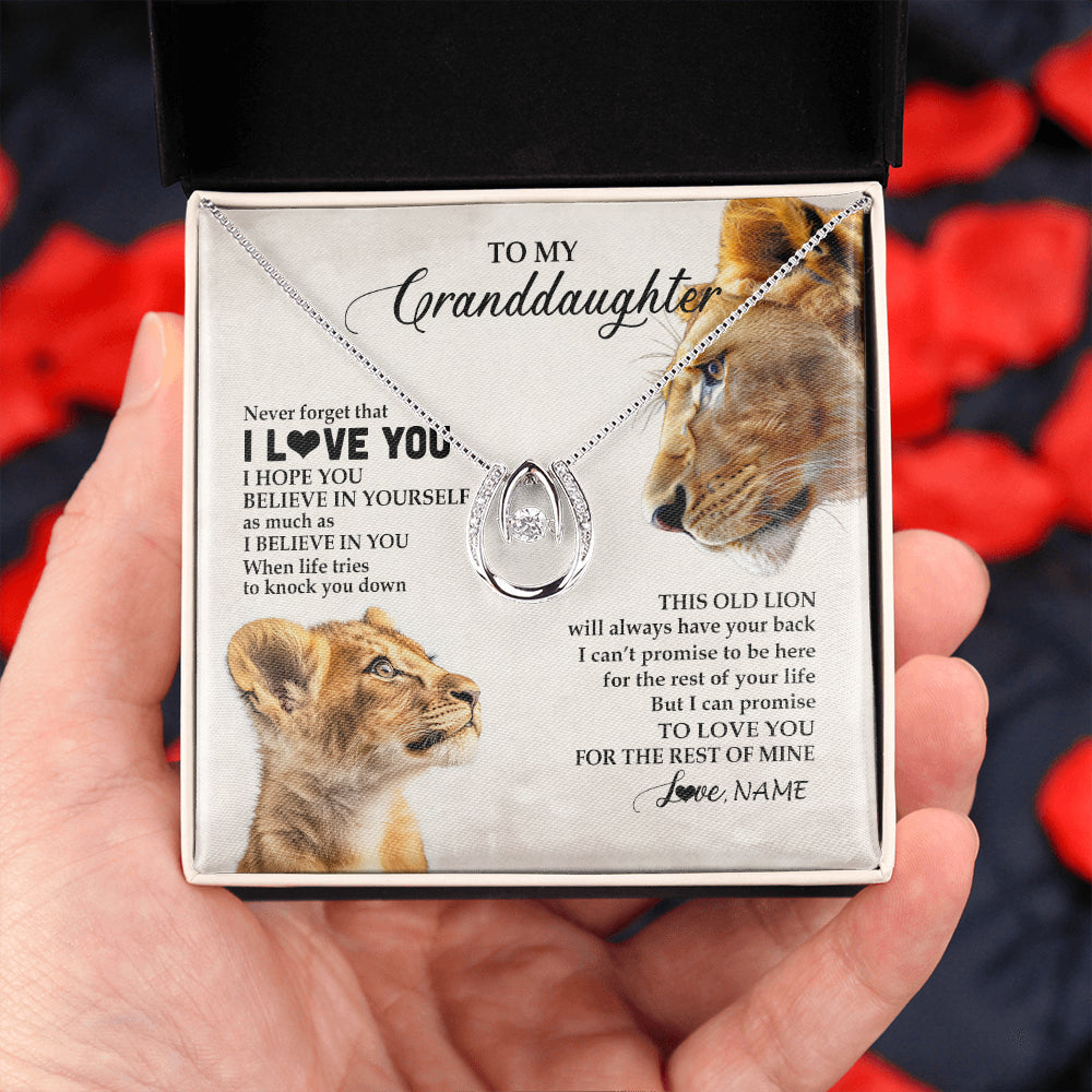Personalized To My Granddaughter Necklace From Grandma Nana Never Forget I Love You Lion Granddaughter Birthday Christmas Customized Message Card