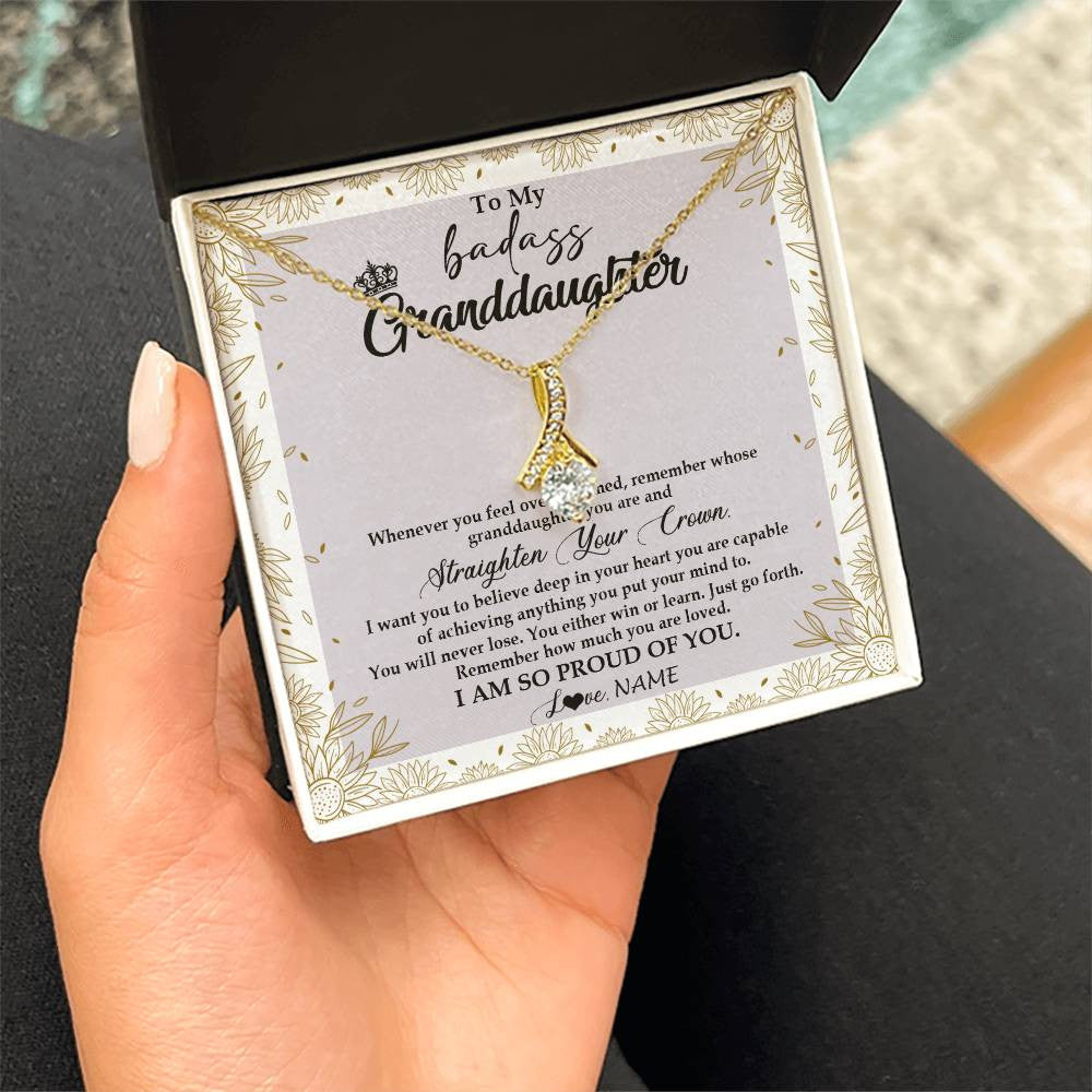 Personalized To My Granddaughter Necklace From Grandma Nana Straighten Your Crown Granddaughter Birthday Graduation Christmas Customized Gift Box Message Card